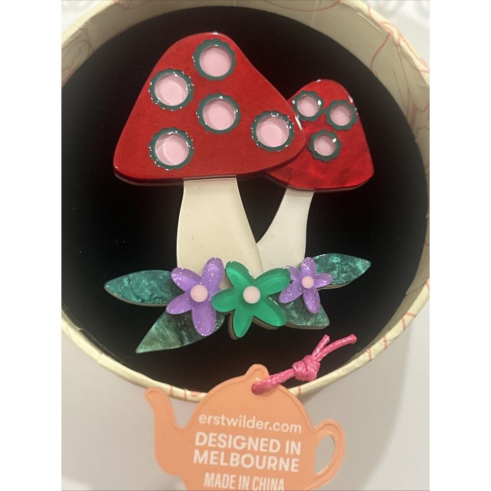 Erstwilder Fan Favourites Forest Fun Guy Mushroom Brooch BNIB